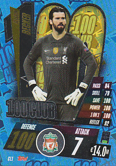 Alisson Becker Liverpool 2020/21 Topps Match Attax CL 100 Club #CL01